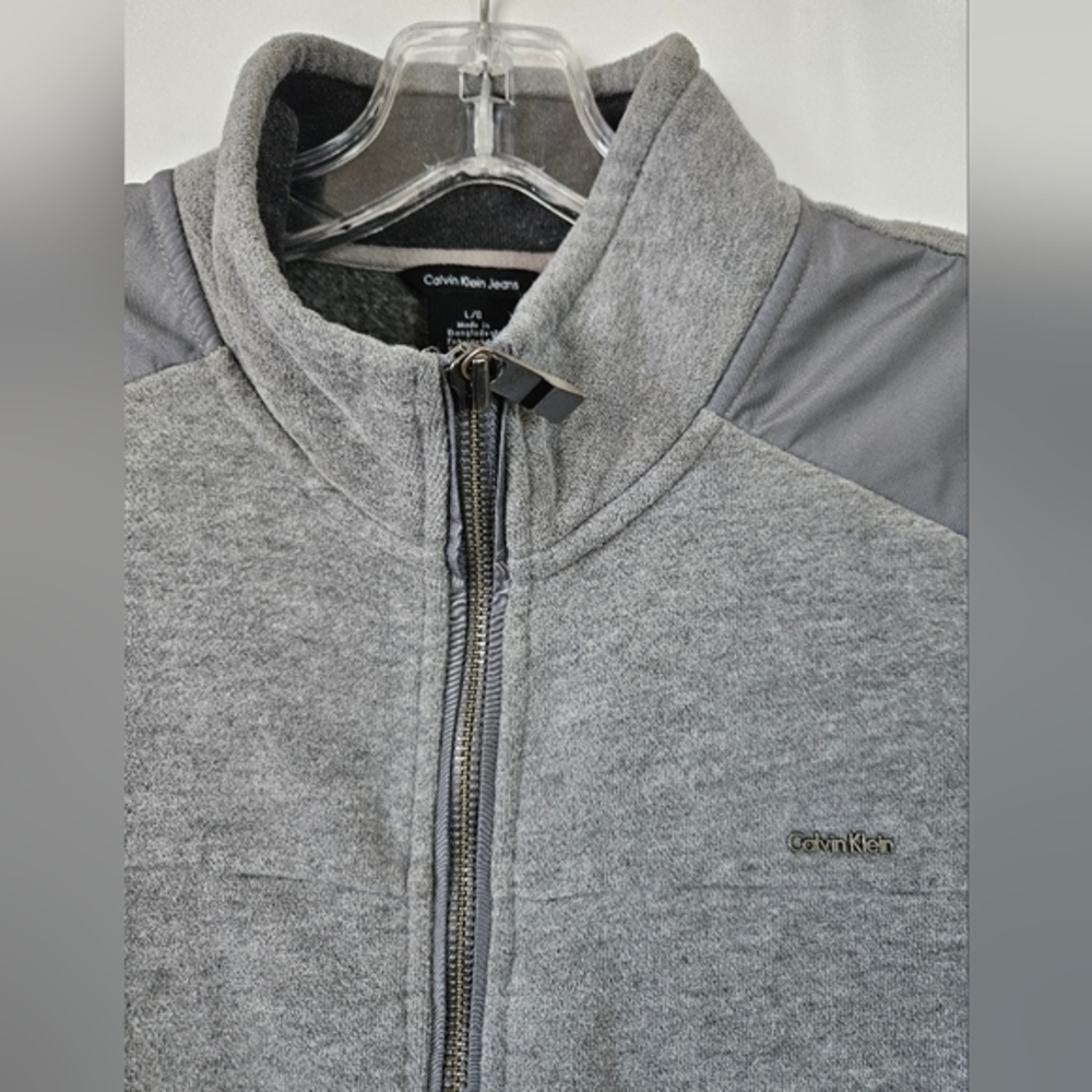 Calvin Klein Jeans men's zip up fleece jacket vintage size large - Picture 2 of 8